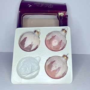 Rauch The Victoria Collection Glass Ornament Lot of 3 Pink with Glitter Tops
